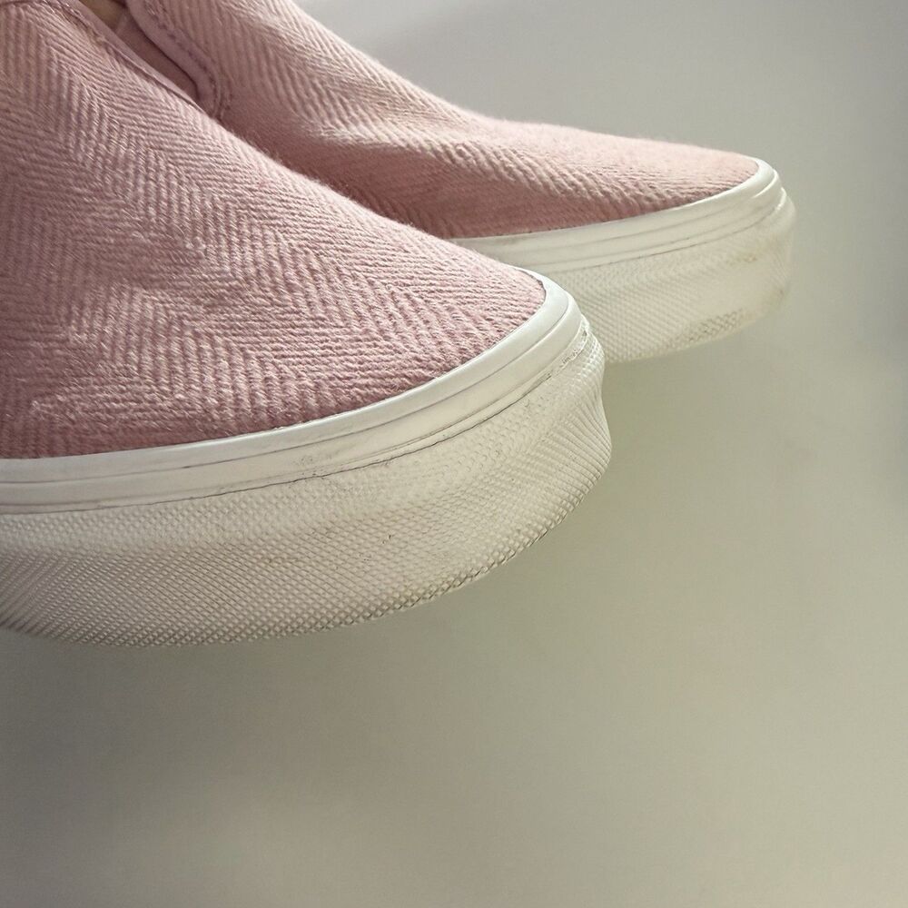 Vans Classic Slip-On Pink Herringbone Sneakers Women’s 9.5 (Men’s 8) Low Top - Picture 10 of 15